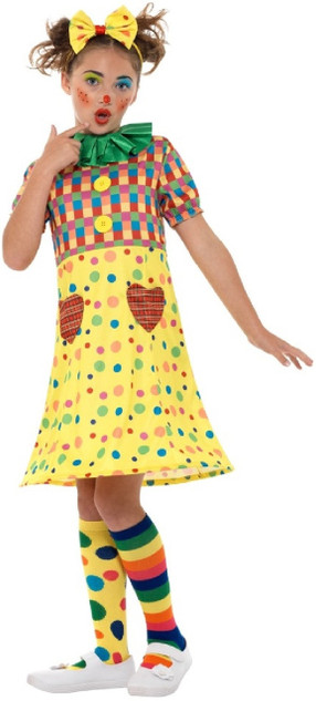 Girls Spotty Clown Fancy Dress Costume 1
