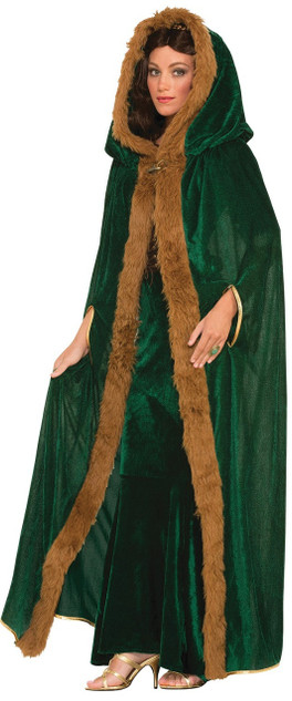 Ladies Green Faux Fur Trimmed Cape