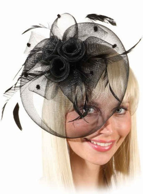 Ladies Black Feather Detail Mini Hat