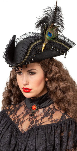 Ladies Peacock Feather Pirate Hat