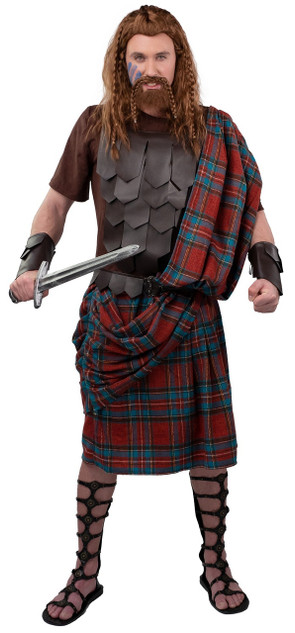 Mens Deluxe Scottish Highlander Fancy Dress Costume