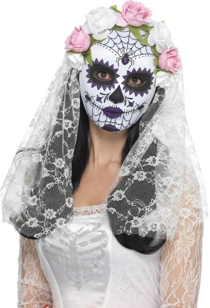 Ladies Day Of The Dead Full Face Mask & Veil