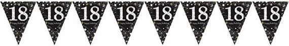 Gold Sparkling Celebration 18th Birthday Pennant Bunting - 4 m