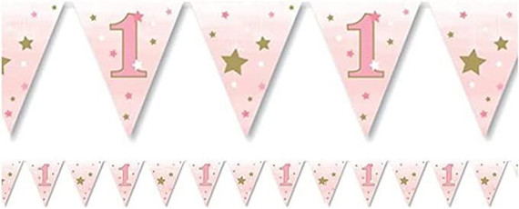 Creative Party One Little Star Girl Paper Flag Bunting