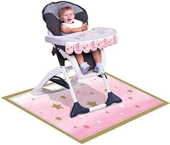 Creative Converting Pink Twinkle High Chair Decorating Set-1 Pc, One Little Star-Girl, 1St Birthday kit