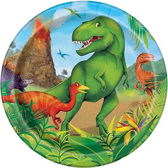 18cm Dinosaur Party Plates, Pack of 8