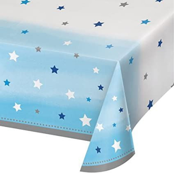 All Over Print Blue One Little Star Plastic Tablecover-1 Pc, Multi-Coloured
