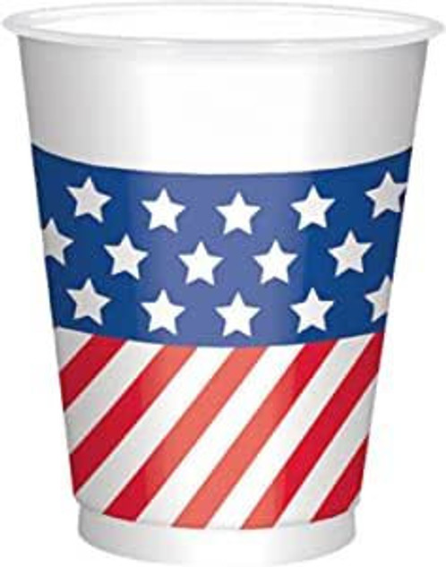 4th July USA Flag Plastic Cups - 25 Pack