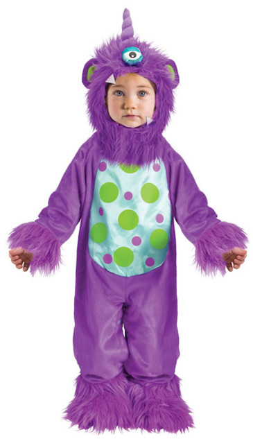 Girls Purple Monster Fancy Dress Costume