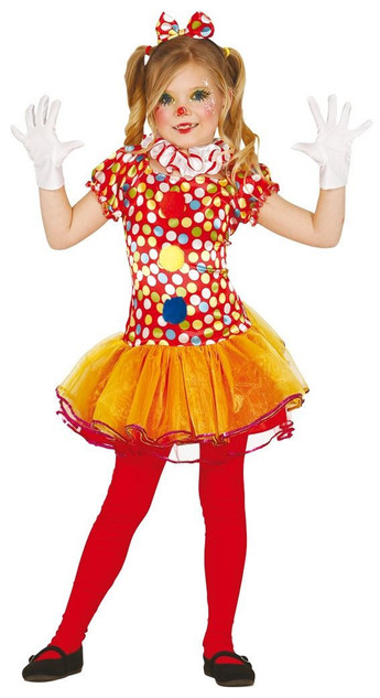 Girls Red Spotty Clown Costume