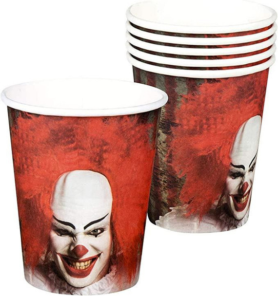 Set of 6 Horror Clown Cups, Adult, Multi-Coloured