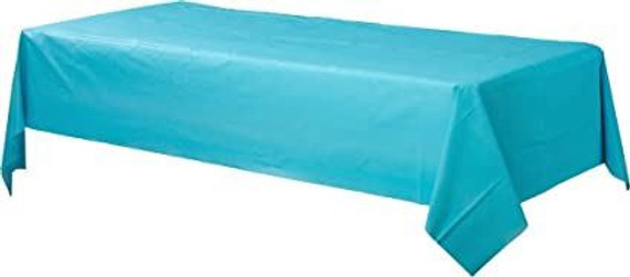 Caribbean Blue Plastic Lined Paper Party Table Cover - 1.37m x 2.74m
