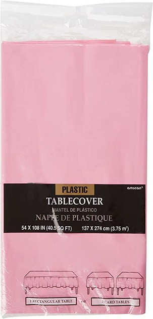 Pink Plastic Lined Paper Party Table Cover - 1.37m x 2.74m