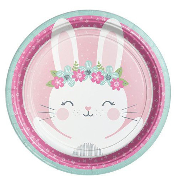 8 Birthday Bunny Paper Plate - 22.2 CM