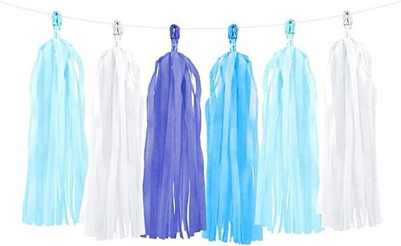 Blue DIY Tassel Garland Banner, Event & Party Decoration, Mix Of Colors, 12 Pieces