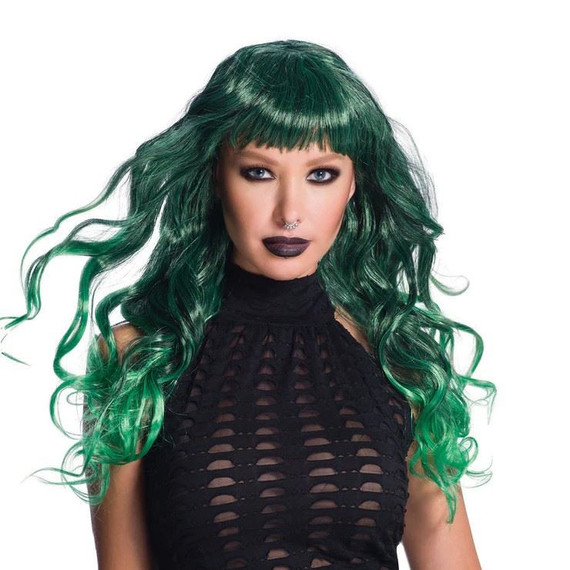 Green & Black Gothic Temptress Wig