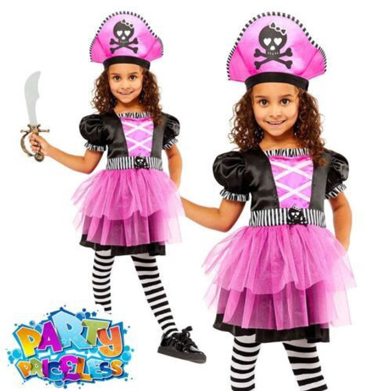 Girls Pink Dazzling Shipmate Pirate Costume