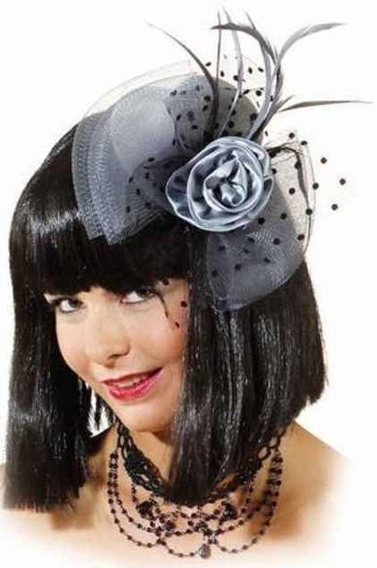 Grey Silver Burlesque Mini Hat