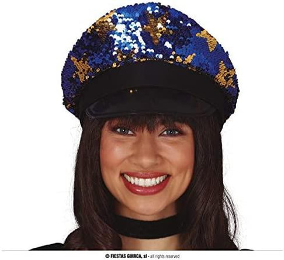 Blue Sequinned Police Hat