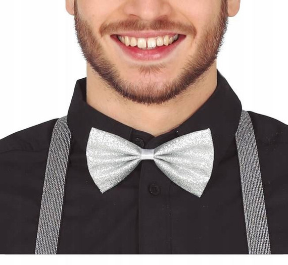 Mens Silver Bow Tie