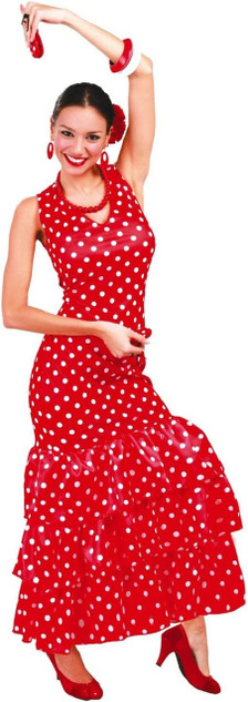 Ladies Red/White Spots Flamenco