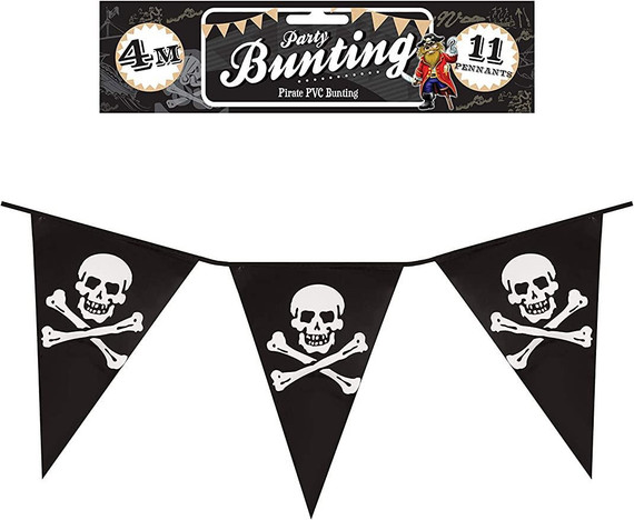 12 x Pirate Bunting Triangular Pennants Flags 12ft PVC