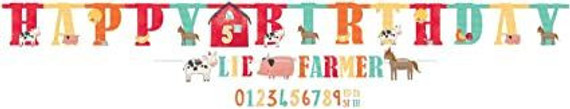 Barnyard Birthday Party Jumbo Add-an-Age Letter Banner - 3m