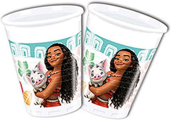 Moana Party Decoration Cups Plastic, 200 ml -pack of 8