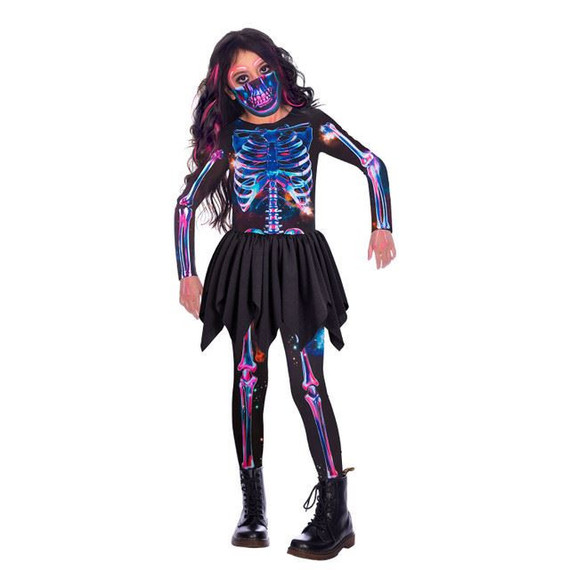 Neon Skeleton Girl Sustainable Costume