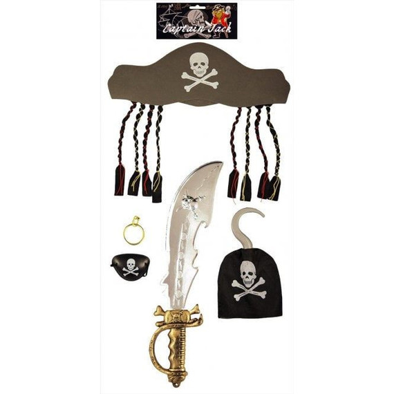 Scull Crossbones Pirate Captain Hook Sword Cutlass Steam Punk Weapon  Accessory - Fancy Dress VIP