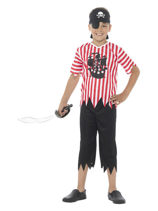 Jolly Pirate Boy  Costume, Red & White