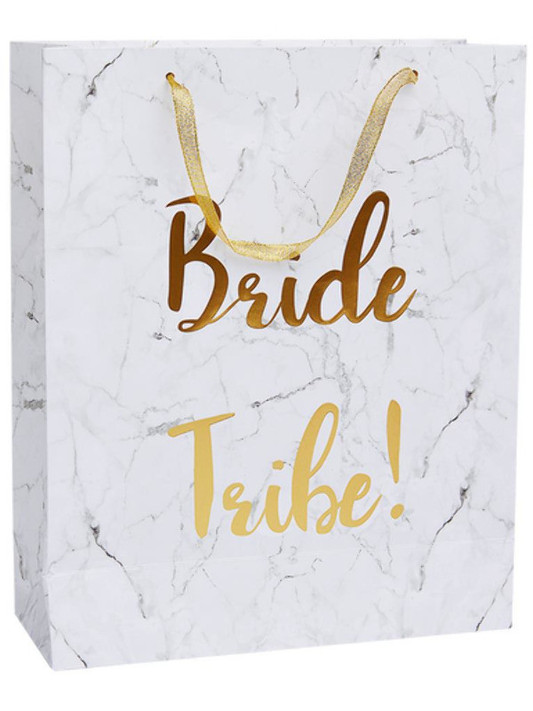 Bride Tribe Gift Bag, White & Gold