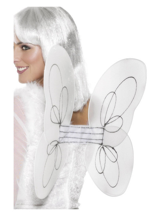 Angel Glitter Wings, White & Silver
