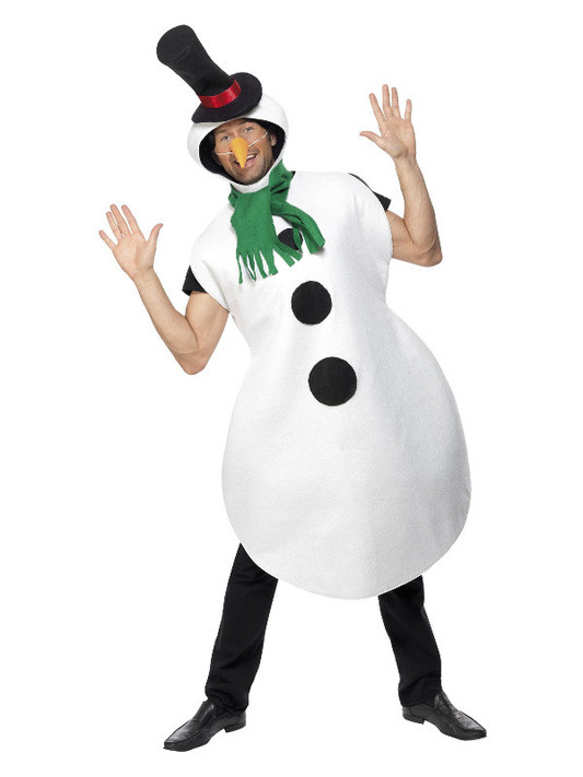 Snowman Costume, White, Adult