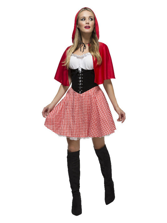 Fever Red Riding Hood Costume, Red, Hooded Cape