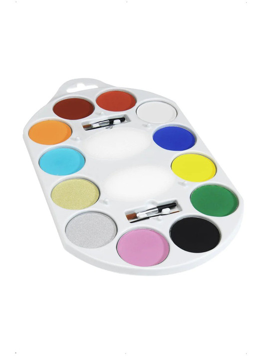 Smiffys Make-Up FX, 12 Colour Palette, Aqua, Multi