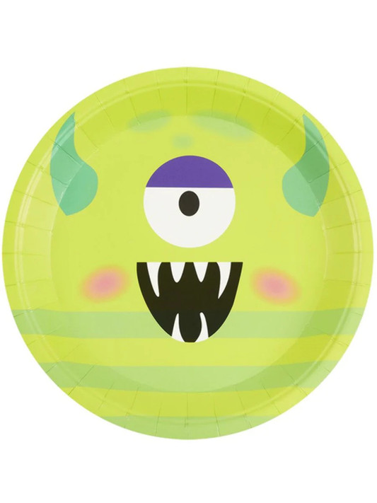 Monster Tableware, Party Plates, Green x8