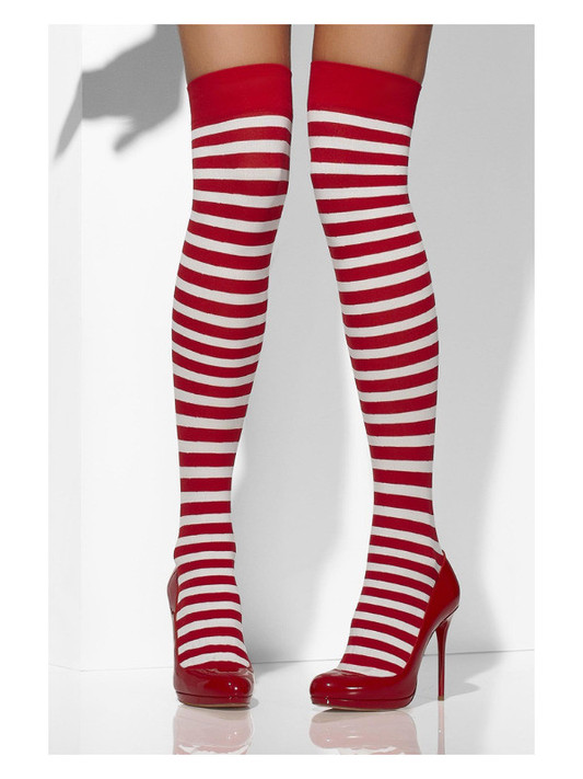 Opaque Hold-Ups Striped, Red & White