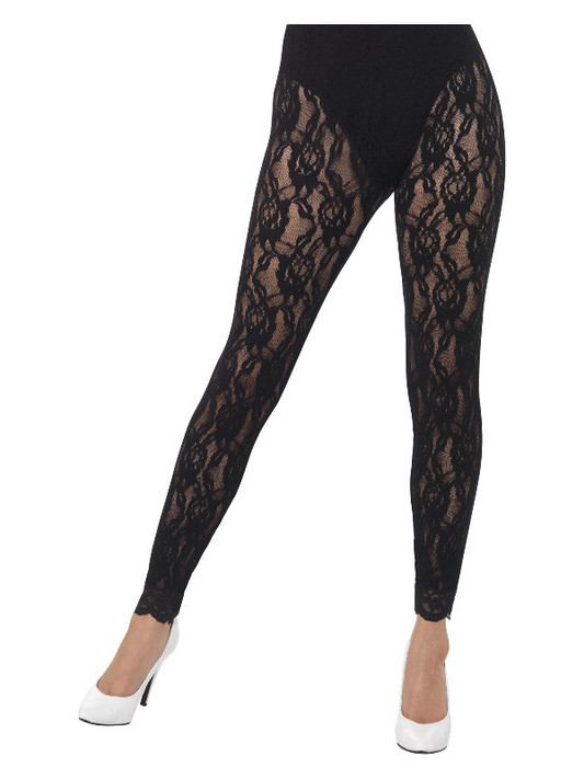 80s Lace Leggings, Black