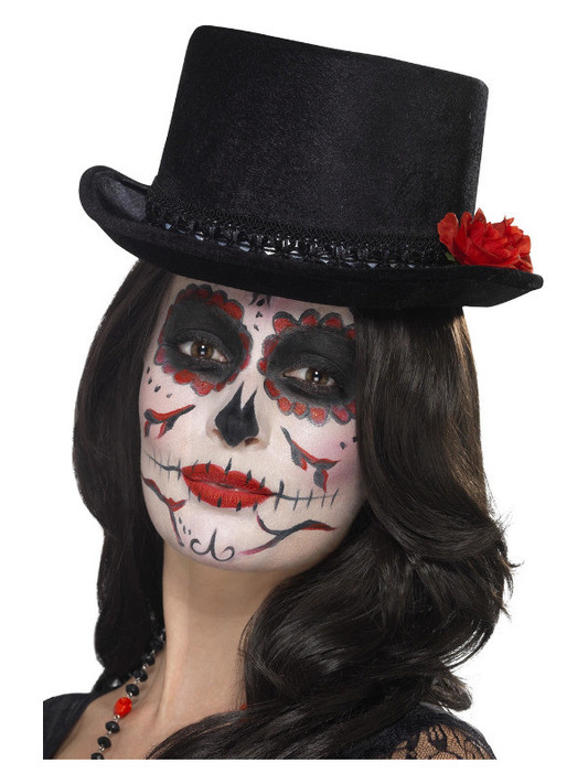 Day of the Dead Top Hat, Black with Roses