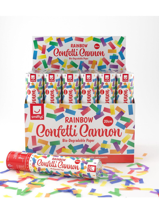 20cm Party Time Confetti Cannon, Rainbow, DB of 24