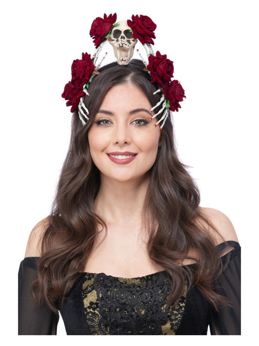 Purple Rose & Skull Hand Headband