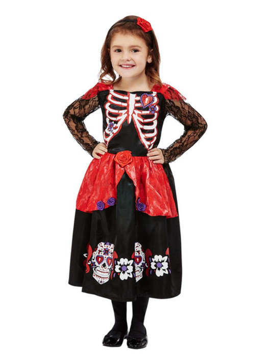 Toddler Girl Day of the Dead Costume, Black