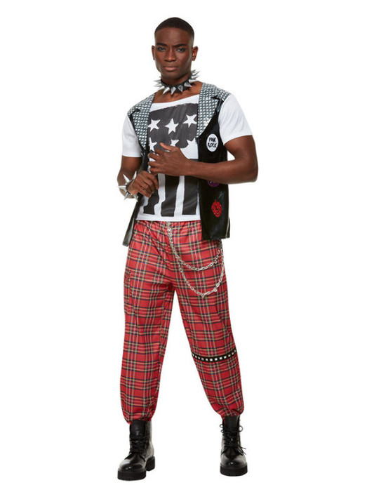 Punk Rocker Costume, Red, Mens