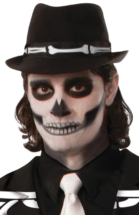 Ladies Mens Halloween Skeleton Bones Fedora Hat