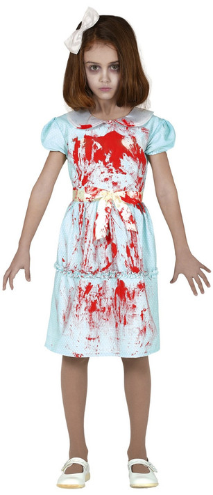 Girls Creepy Twin Sister Fancy Dress Costume