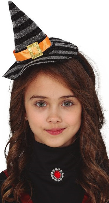 Girls Glitter Striped Mini Witch Hat