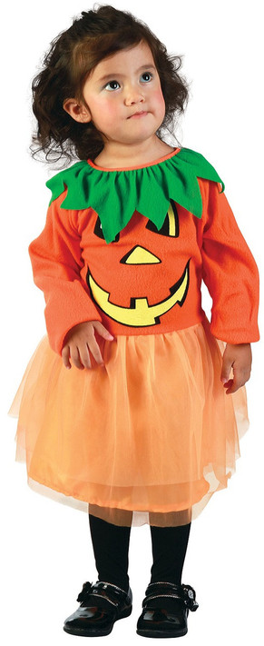 Girls Long Sleeved Pumpkin Fancy Dress Costume