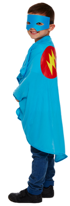 Boys Blue Superhero Fancy Dress Costume