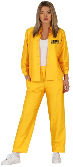 Ladies Yellow Prisoner Fancy Dress Costume